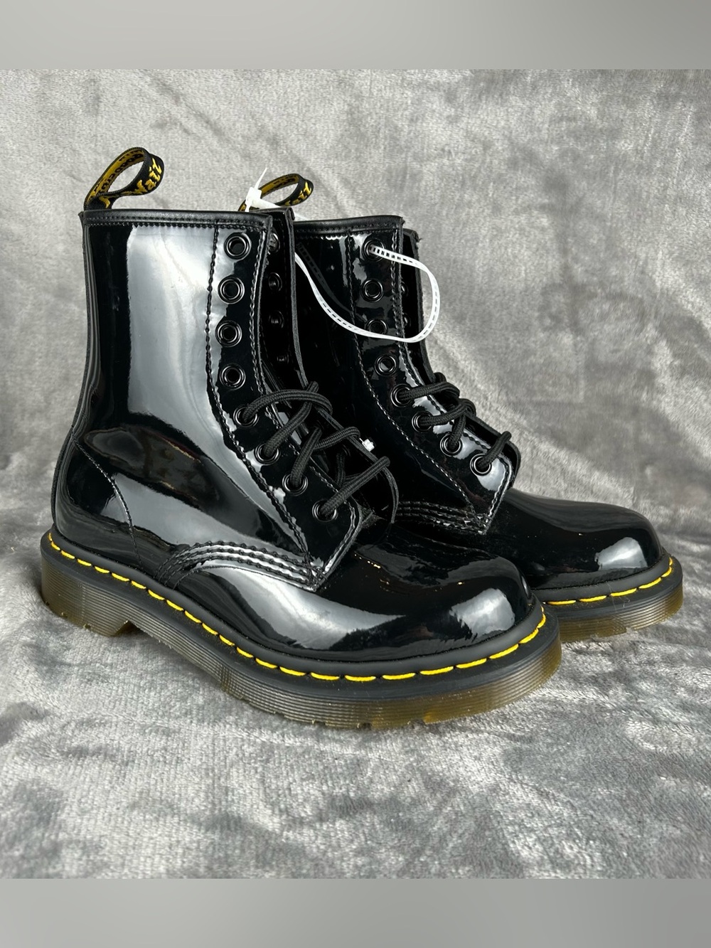 Dr. Martens 1460 Black Patent Leather Combat Boots‎ L6/M5 Utility Grunge Goth